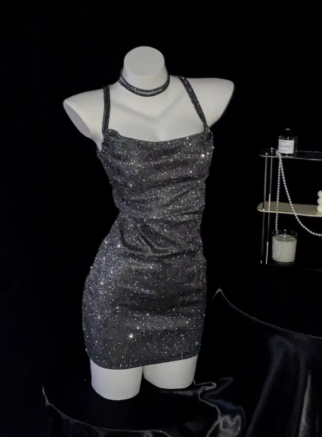 Sexy Backless Straps Short Cocktail Dress Silver Sheath 6th Grade Homecoming Dress cc3277