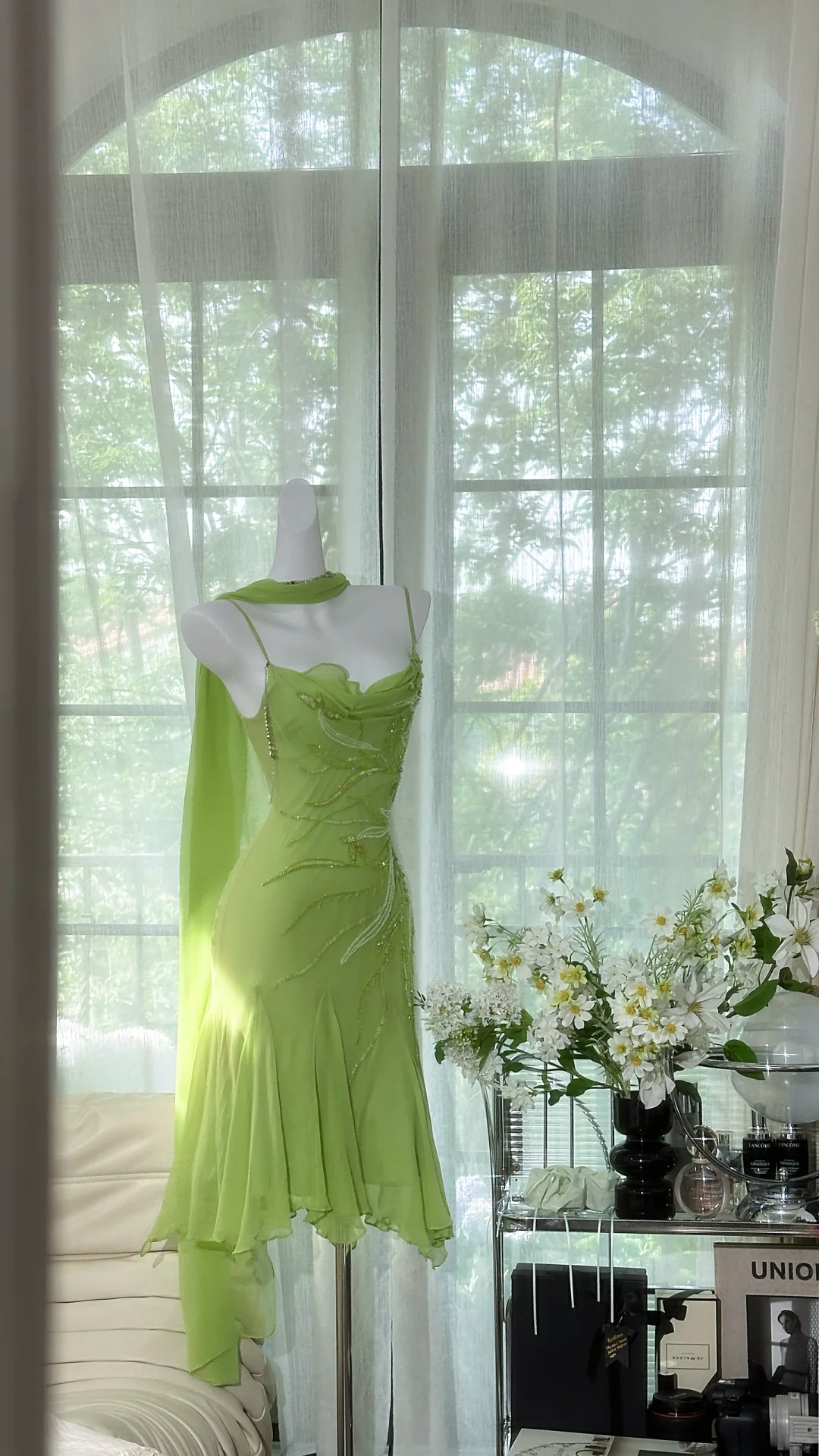 Beautiful Straps Chiffon Sequin Beaded Short Birthday Outfits Green Formal Graduation Homecoming Dress cc3340