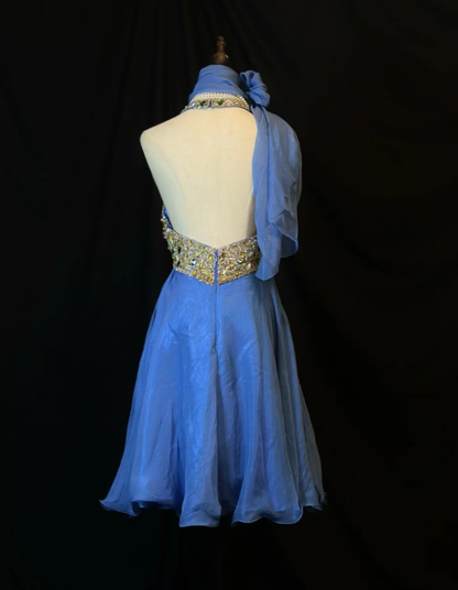 Gorgeous Halter Blue Chiffon Beaded Cocktail Dress Formal Homecoming Dress  cc3118