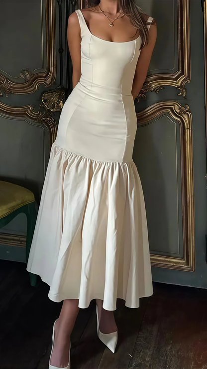 Elegant White Square Neck Mermaid Prom Dress Evening Dress cc2489