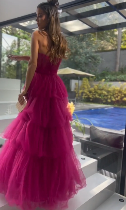 Sweetheart Neckline A-line Tulle Prom Dress,Formal Dress cc536