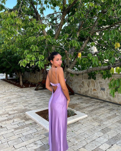 Lavender Column Long Formal Evening Dress cc659