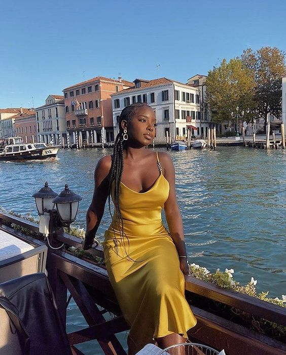 Elegant Yellow Straps Party Dress For Black Girls cc1322