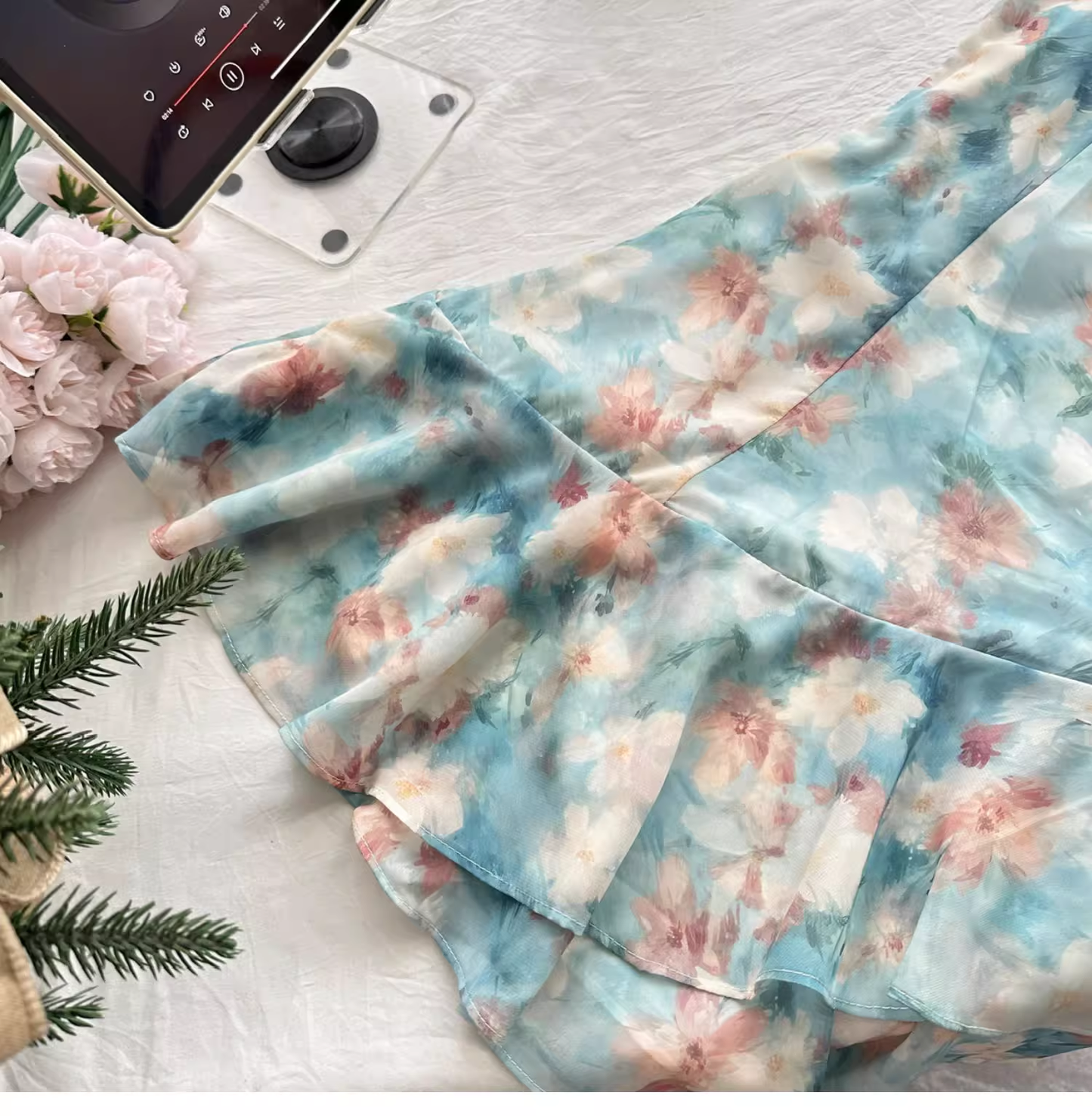 Spaghetti Straps Irregular Ruffles Short Holiday Dress cc3055