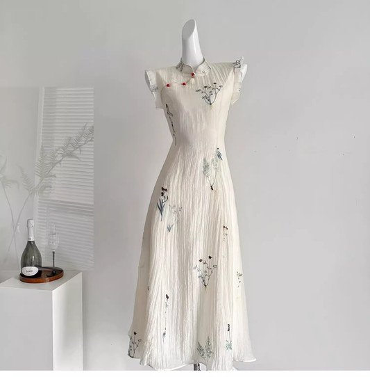 New Chinese Style Retro Embroidered Vacation Dress Party Dress cc3061