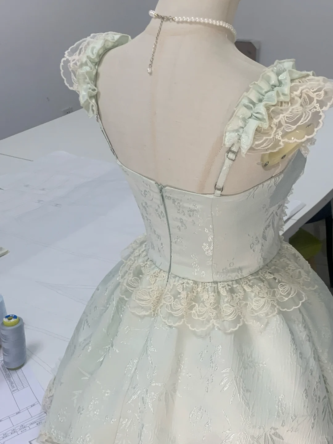 Sweet Light Mint Green Satin Lace A Line Short Birthday Outfits Homecoming Dress cc3352