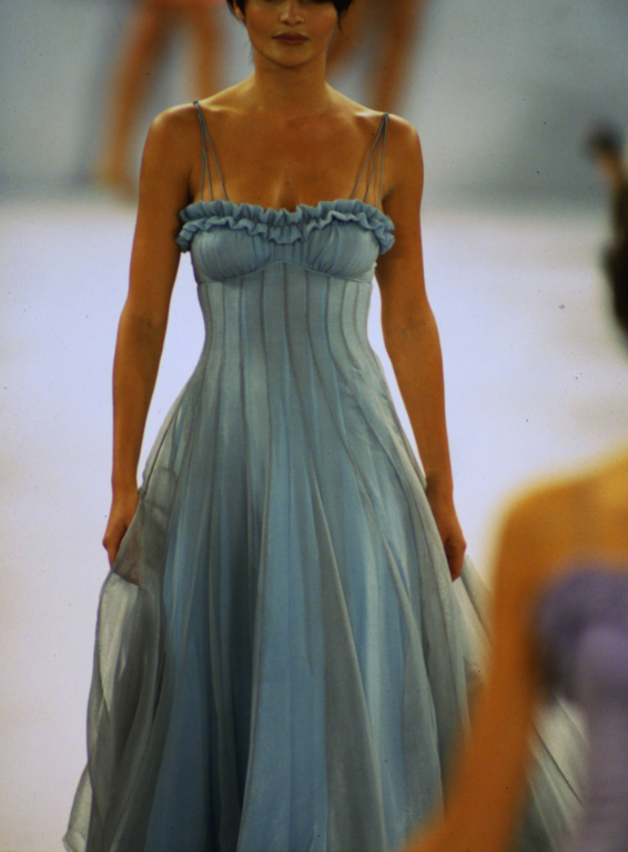 Vintage Blue Tulle A Line Party Gown,Spaghetti Straps Prom Evening Dress cc2660