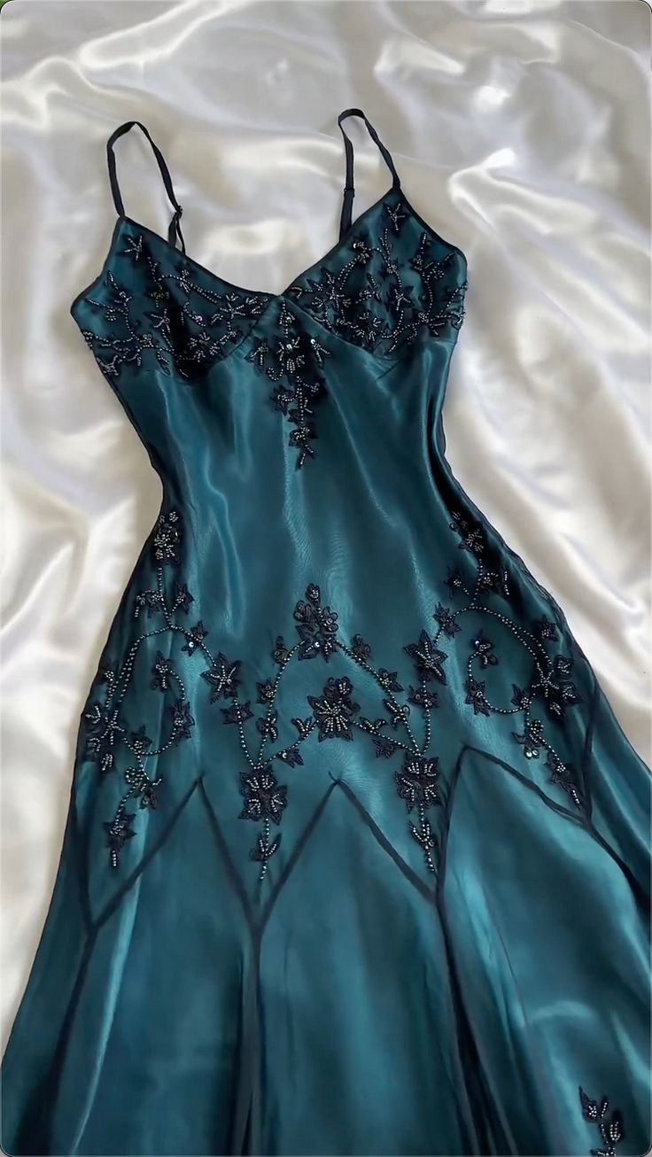 Vintage Blue Straps Beaded A Line Prom Dress Party Evening Dress  cc2049