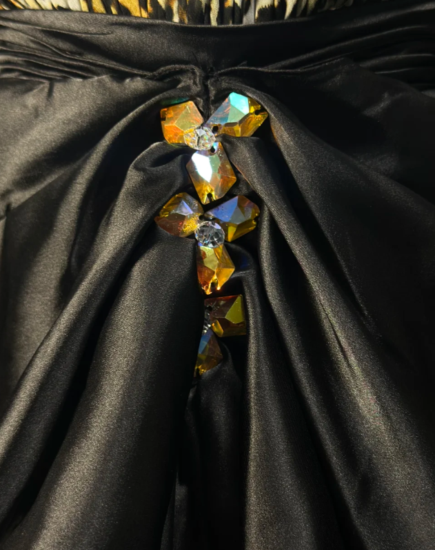 Vintage Leopard Chiffon Strapless A Line Cocktail Dress Homecoming Dress cc3120