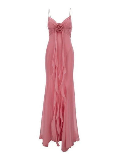 Sweet Pink Chiffon Mermaid Prom Dress,Long Party Evening Dress cc2949