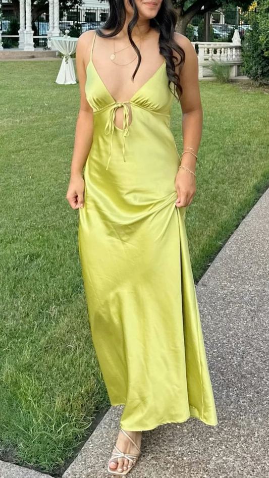 Sexy V Neck Spaghetti Straps Party Dress Long Prom Evening Gown cc2090