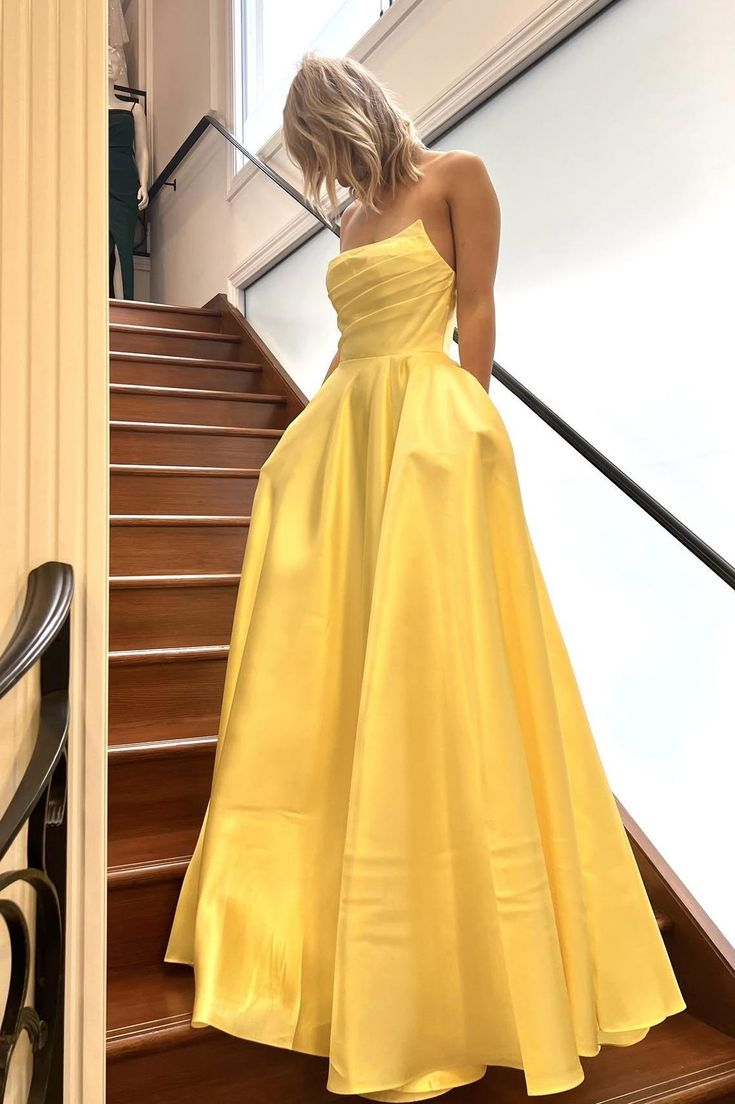 Classy Green Strapless Pleated Party Dress A Line Satin Prom Dress cc1911