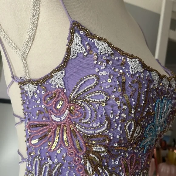 Gorgeous Spaghetti Straps Beaded Lilac Cocktail Dress Formal 8th Grade Homecoming Dress cc3471