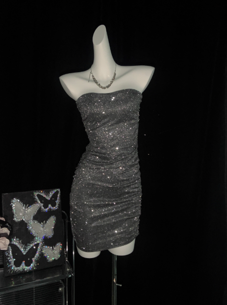 Simple Strapless Silver Sheath Short Homecoming Dress Cocktail Dress cc3279