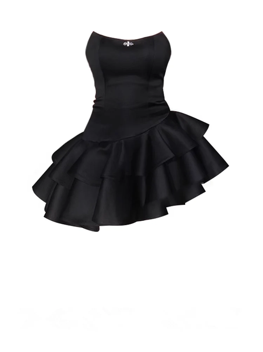Sexy Black Irregular Puffy Short Homecoming Dress cc3052