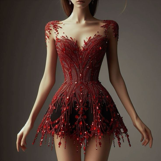 Gorgeous Red Sequin Beaded Short Cocktail Dress Homecoming Dress cc3356