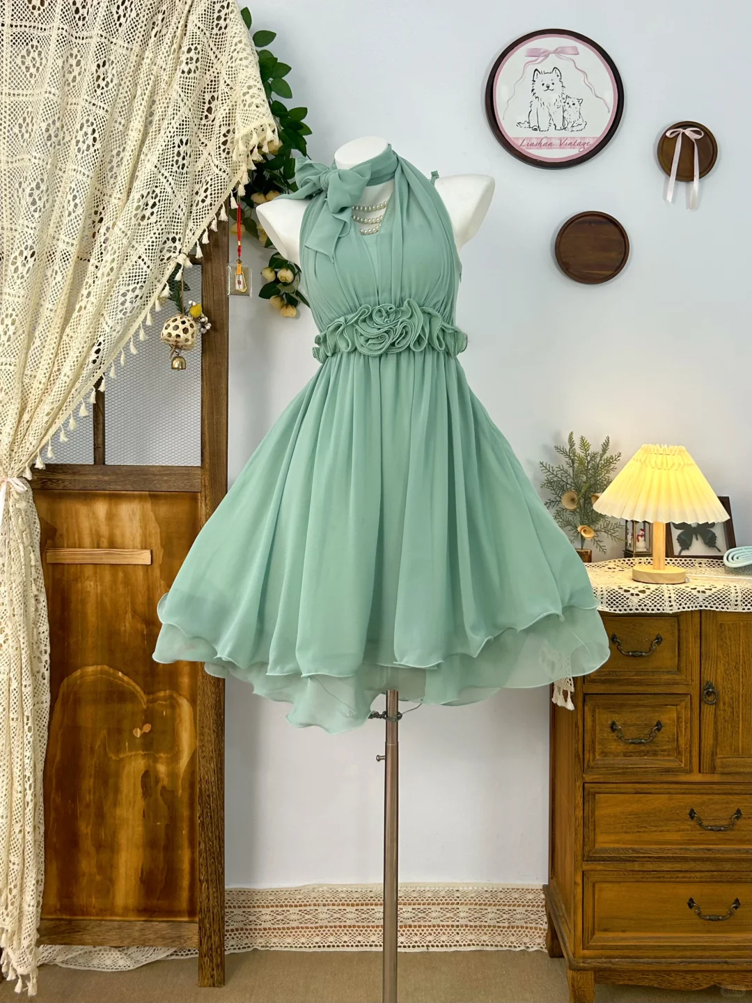 Simple Green Halter Chiffon A Line Short Homecoming Dress Cocktail Dress cc3318