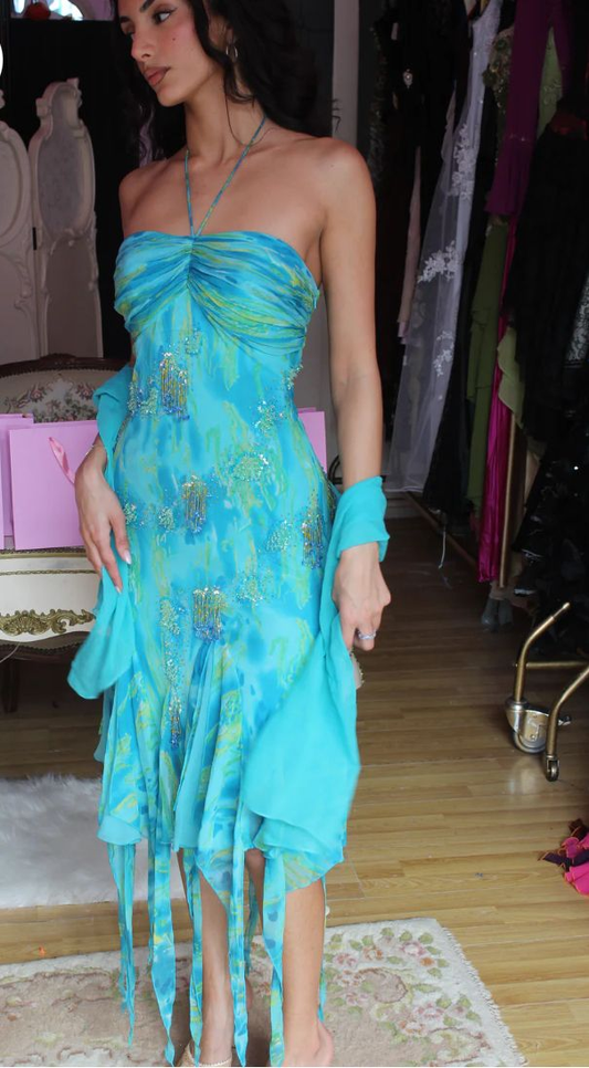 Classy Chiffon Beaded Evening Dress,Halter Prom Dress Party Gown cc2809