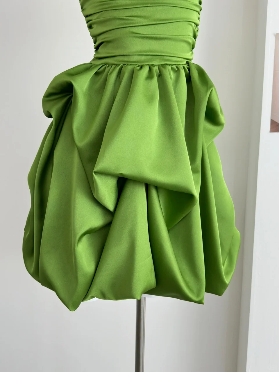 Green Satin Strapless A Line Homecoming Dress Simple Birthday Dress cc3091
