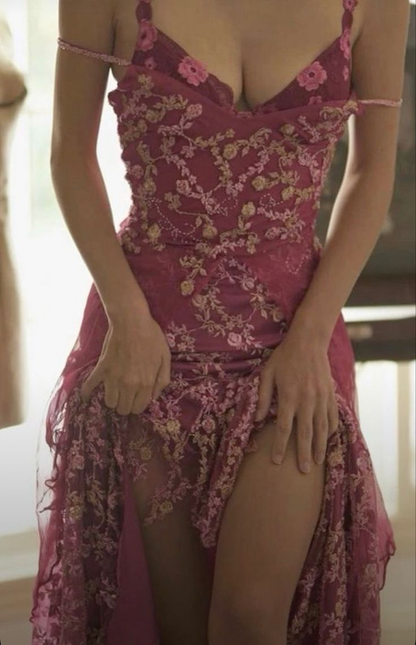 Gorgeous Straps Appliques Chiffon Evening Dress Long Prom Dress cc2010