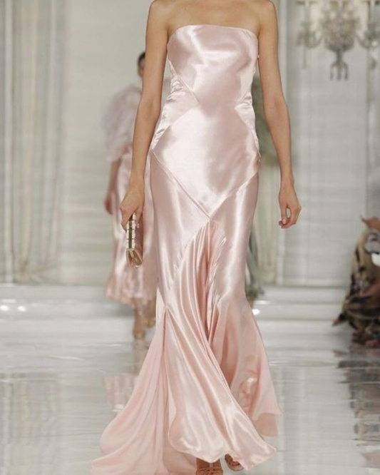 Elegant Pink Satin Long Party Evening Dress,Formal Prom Dress cc2575