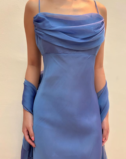 Simple Navy Blue Chiffon A Line Prom Dress,Long Party Evening Gown cc2572
