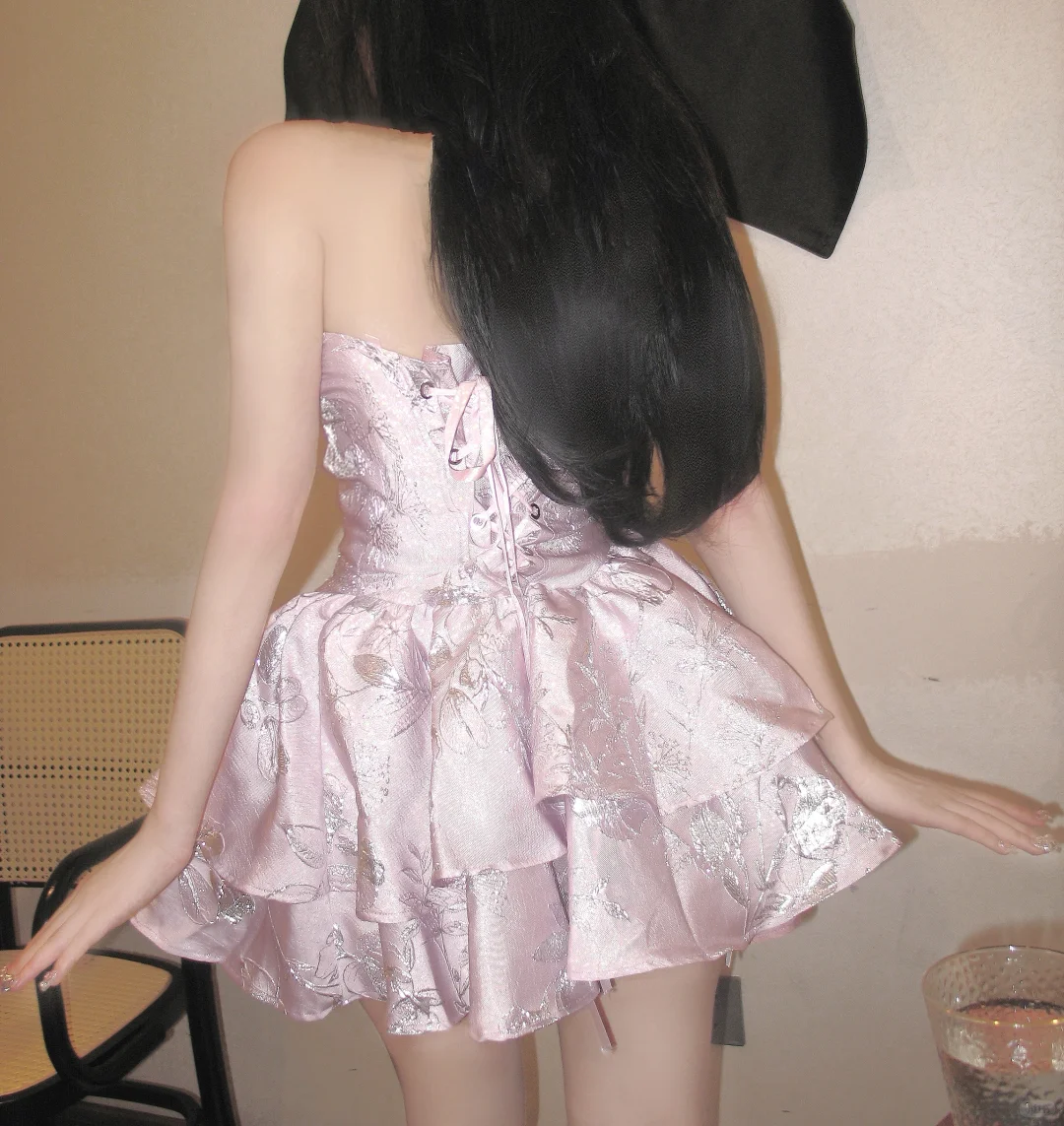 Sweet Satin A Line Print Floral Homecoming Dress Pink Birthday Dress Cocktail Dress cc3096