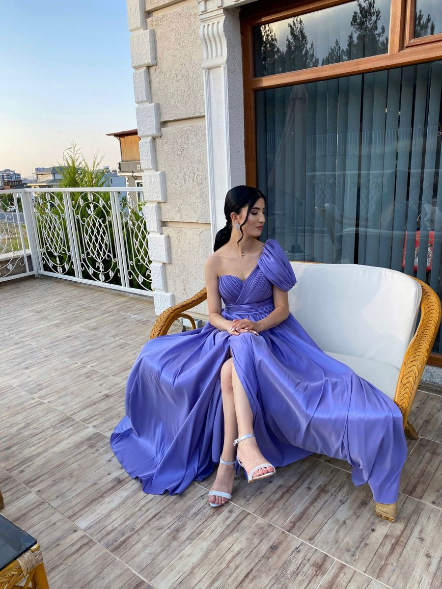 Chic Purple A-line Prom Dress With Split cc901