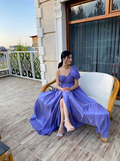 Chic Purple A-line Prom Dress With Split cc901