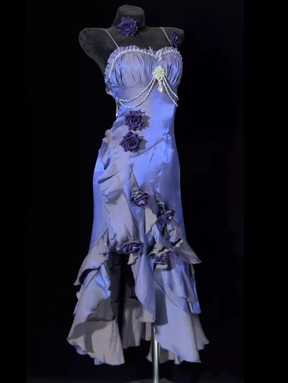 Vintage Purple Ruffles Mermaid Evening Dress,Prom Dress cc2790