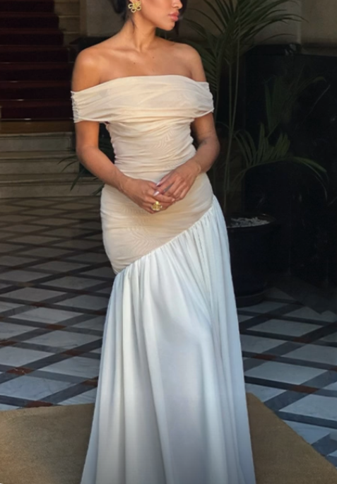 Off The Shoulder Chiffon A Line Party Evening Gown Formal Prom Dress cc2245