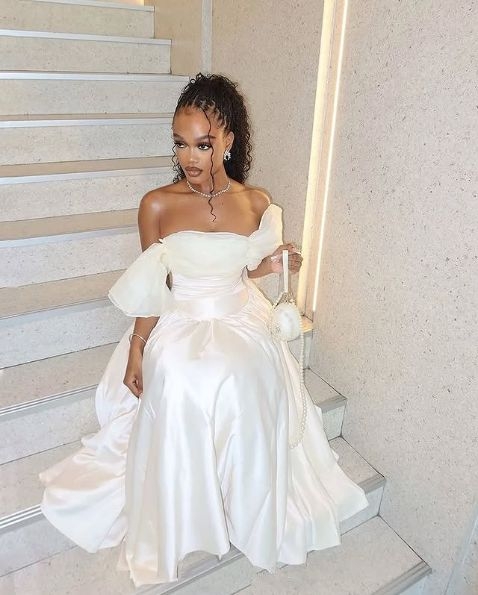 Chic Off Shoulder Satin Tulle Evening Prom Dress cc2246