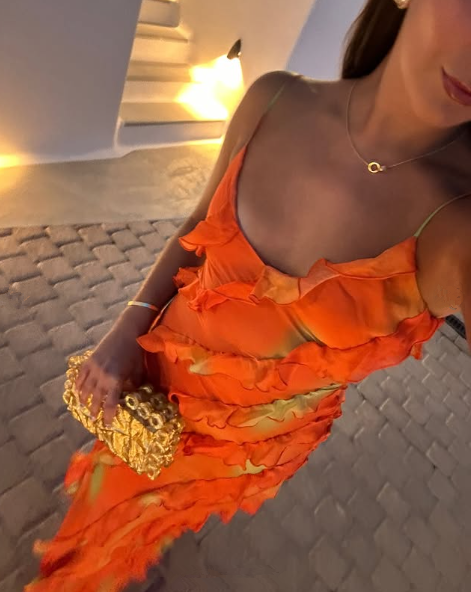 Sexy Straps Chiffon Long Tiered Slit Prom Dress Party Evening Dress cc1789