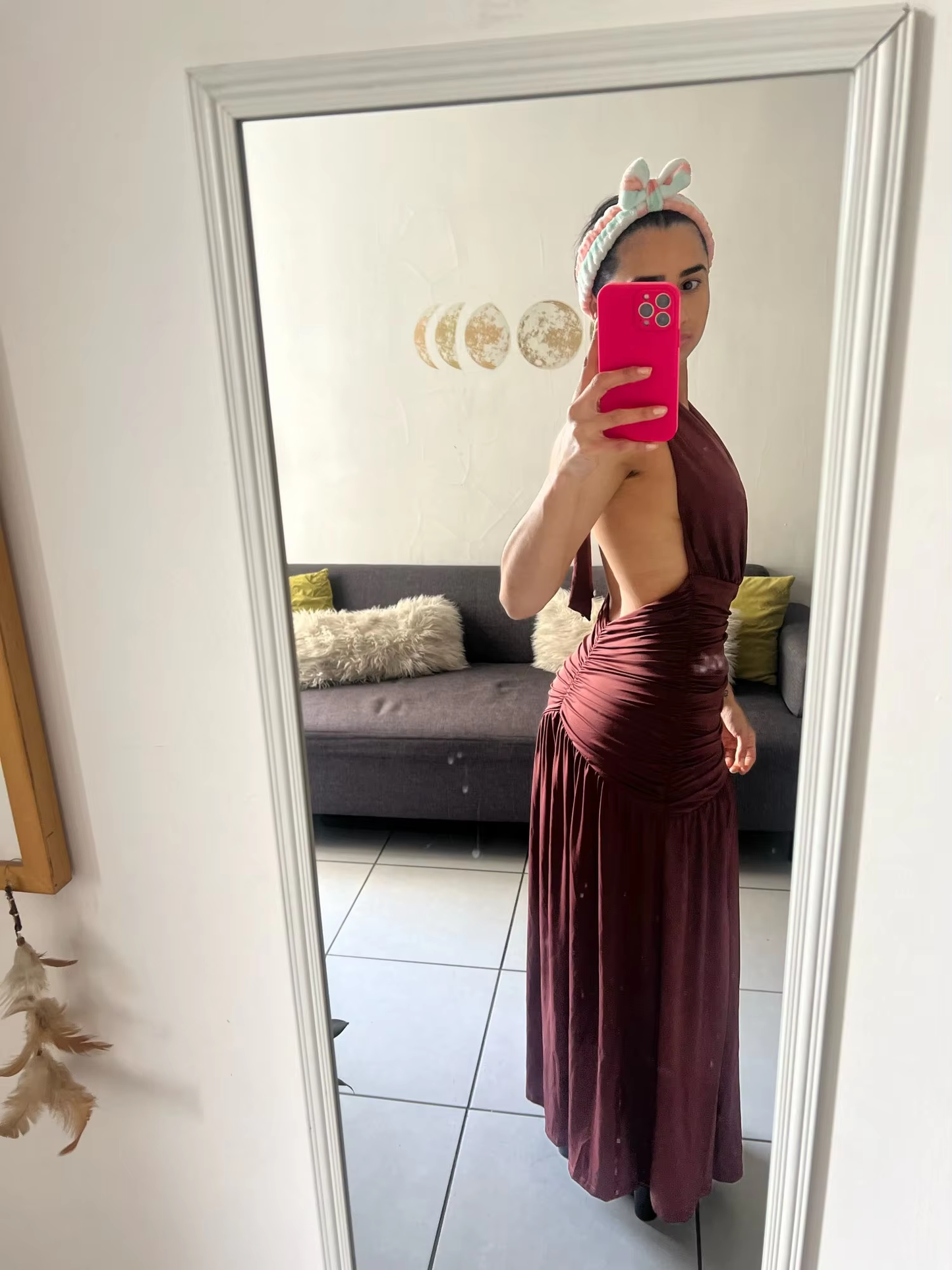 Sexy Halter Backless Party Evening Dress,Brown V Neck Slit Prom Dress cc2915