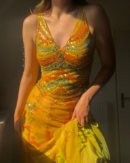 Gorgeous Sequin Chiffon Party Evening Dress,Two-Piece Prom Dress cc2762