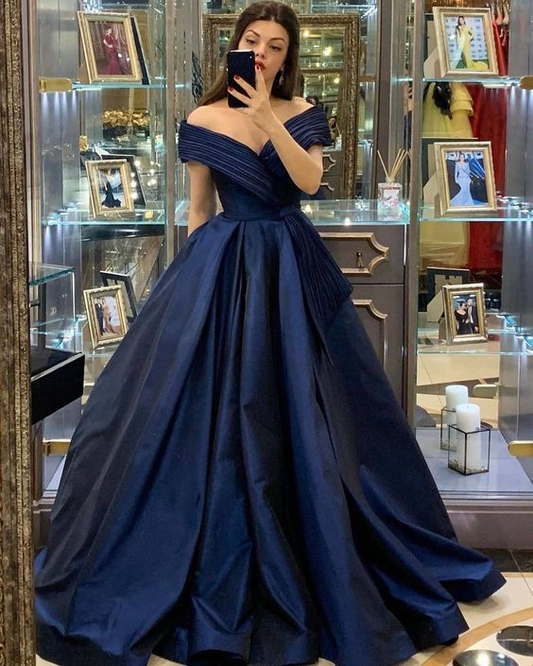 Off The Shoulder A-line Satin Prom Dress,Princess Dress  cc1020