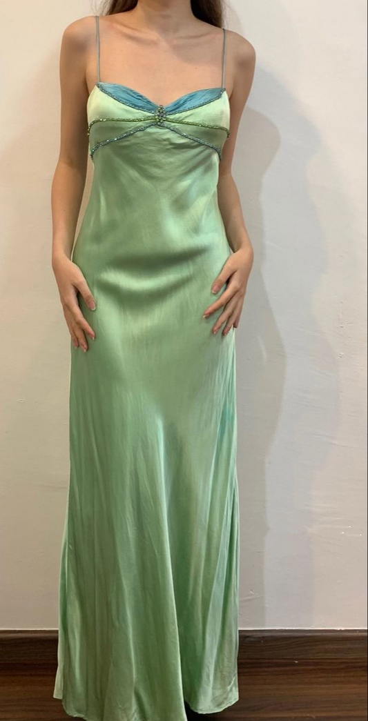 Fashion Green Straps Sheath Party Evening Gown Sweetheart Prom Dress With Beading cc2072