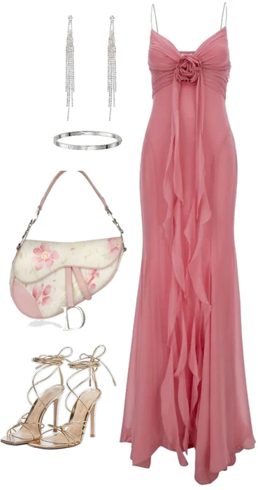 Sweet Pink Chiffon Mermaid Prom Dress,Long Party Evening Dress cc2949
