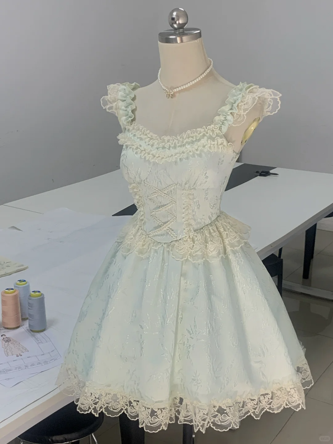 Sweet Light Mint Green Satin Lace A Line Short Birthday Outfits Homecoming Dress cc3352