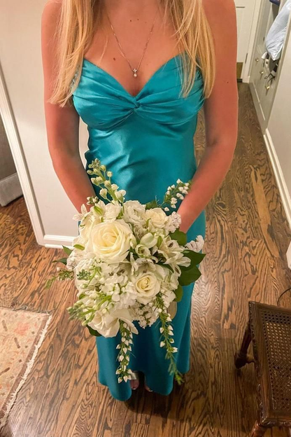 V Neck Green Backless Long Prom Dress Sexy Party Evening Dress cc1797