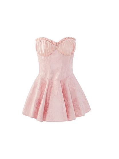 Pretty Pink A Line Satin Print Floral Birthday Dress Homecoming Dress cc2136