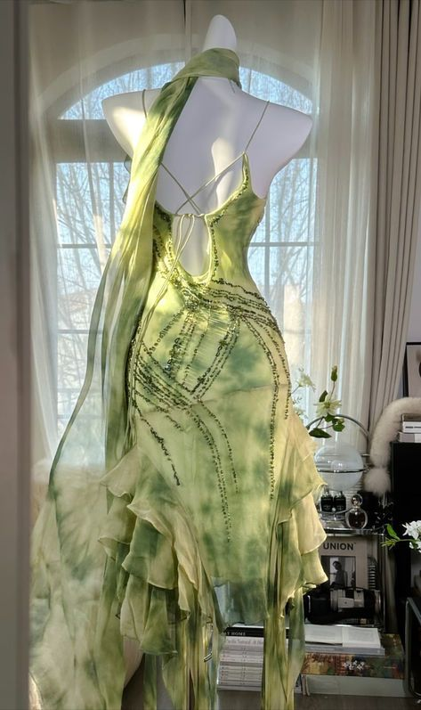 Chic Green Chiffon Beaded Party Dress Mermaid Prom Dress cc3027