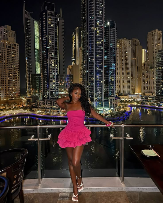 Pretty Pink Strapless Layered A Line Homecoming Dress Cocktail Dress cc3150