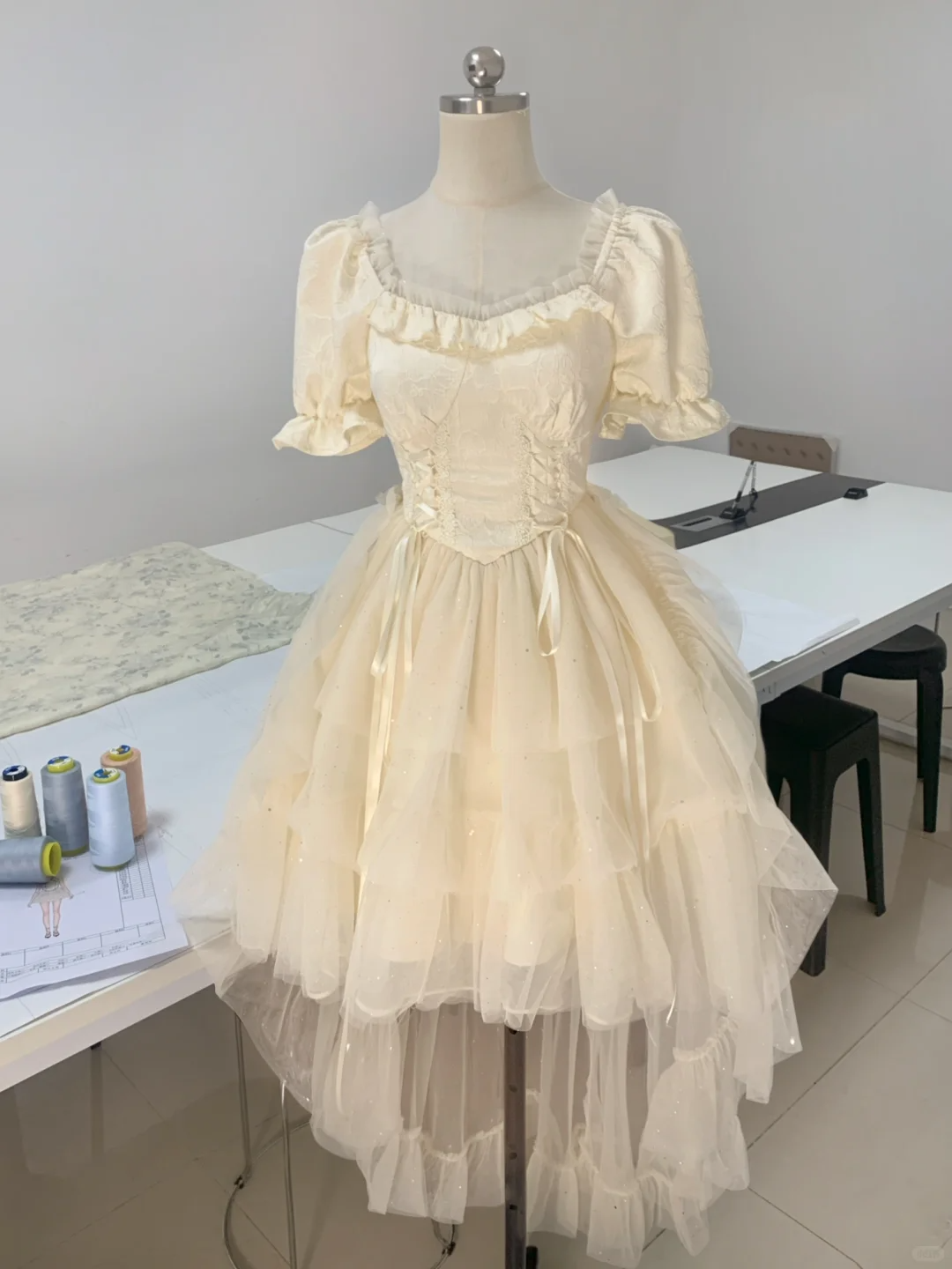 Elegant Beige Tulle Sequin A Line Birthday Outfits Formal Homecoming Dress cc3350