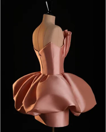 Classy Pink Strapless Pleated Homecoming Dress cc3073