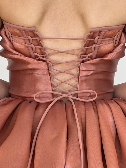 Sweet Blush Pink V Neck Organza A Line Short 16th Birthday Outfits Homecoming Dress cc3450