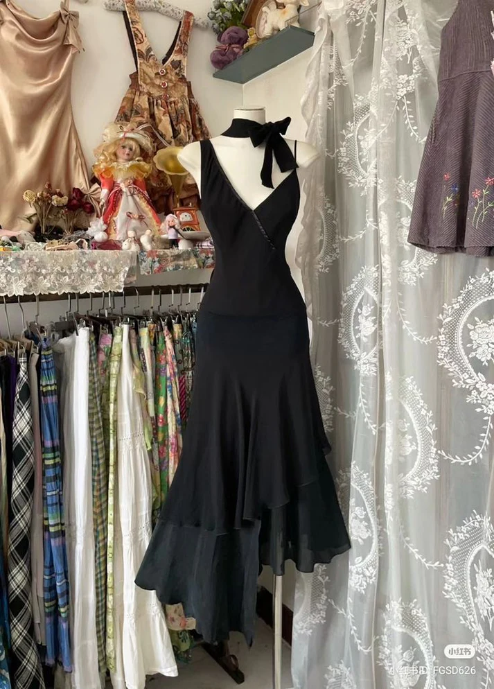 Black Chiffon Mermaid Prom Dress Formal Party Dress cc2284