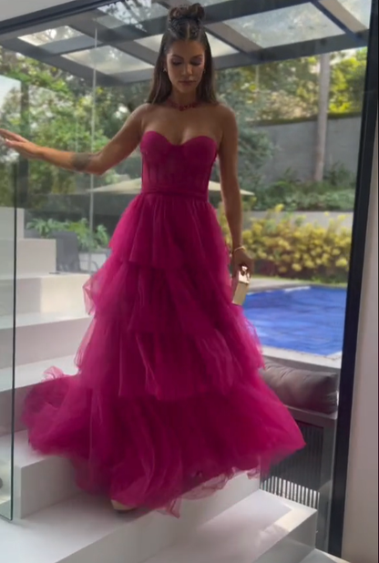 Sweetheart Neckline A-line Tulle Prom Dress,Formal Dress cc536