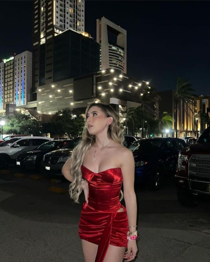 Pretty Satin Velvet Red Sheath Homecoming Dress Birthday Dress cc1869