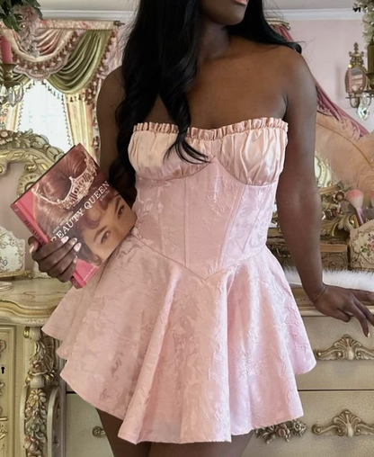 Sweet Pink Strapless A Short Birthday Outfits Graduation Homecoming Dress cc3286